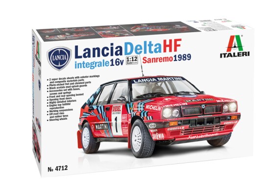 Збірна модель 1/12 Ралійний автомобіль Lancia Delta HF Integrale 16v Sanremo 1989 Italeri 4712 детальное изображение Автомобили 1/12 Автомобили