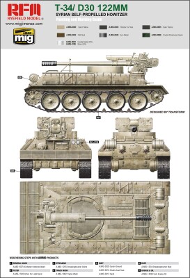 Збірна модель 1/35 Сирійська самохідна гаубиця T-34/D30 122MM RFM RM-5030 детальное изображение Военная техника 