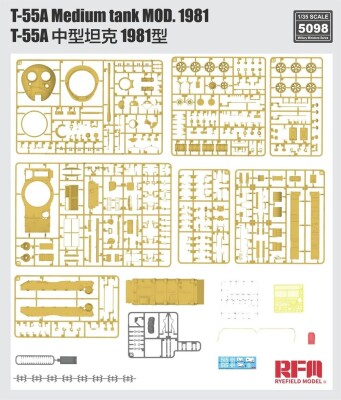 Збірна модель 1/35 Середній танк Т-55А зр. 1981 р. Rye Field Model RM-5098 детальное изображение Бронетехника 1/35 Бронетехника