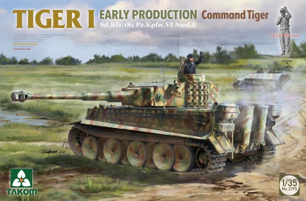Збірна модель 1/35 Танк Тигр I Ранній випуск Командний тигр Sd.Kfz.181 Pz.Kpfw.VI Ausf.E (з фігуркою Міхаеля Віттмана) Takom 2195 детальное изображение Бронетехника 1/35 Бронетехника