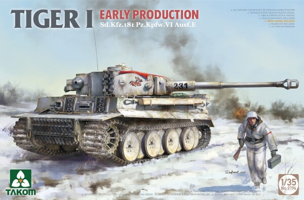 Збірна модель 1/35 Танк Тигр I раннього виробництва Sd.Kfz.181 Pz.Kpfw.VI Ausf.E Takom 2196 детальное изображение Бронетехника 1/35 Бронетехника