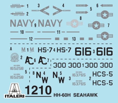 Сборная модель 1/72 Вертолет HH-60H Seahawk Italeri 1210 детальное изображение Вертолеты 1/72 Вертолеты