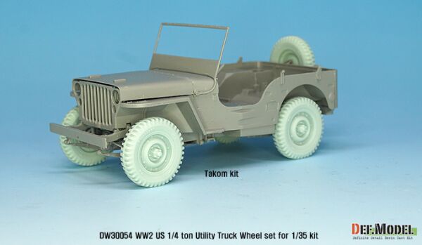 WW2 U.S Willys MB Sagged wheel set(2) (for Tamiya, Takom, Dragon, Meng 1/35) детальное изображение Смоляные колёса Афтермаркет