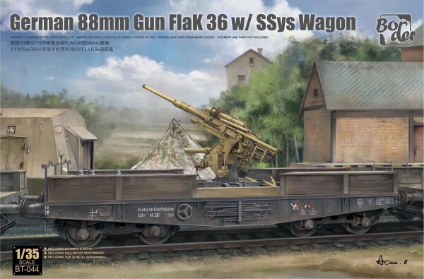 Збірна модель 1/35 Німецька 88-мм гармата FlaK 36 з SSys Wagon Border Model BT-044 детальное изображение Артиллерия 1/35 Артиллерия