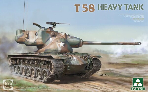 Збірна модель 1/35 Важкий американський танк Т58 Takom 2204 детальное изображение Бронетехника 1/35 Бронетехника