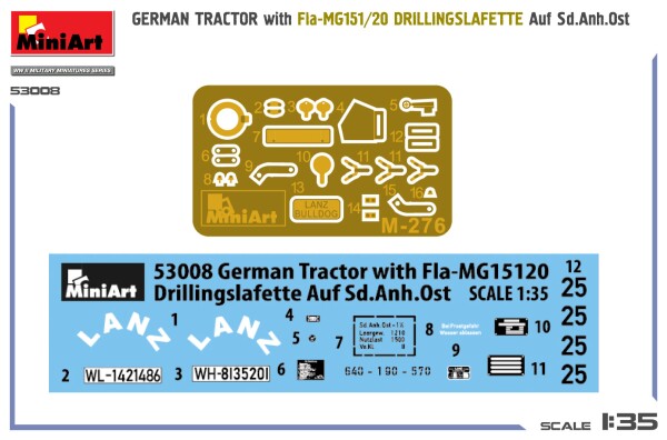 Сборная модель 1/35 Немецкий трактор и зенитная установка Lanz Bulldog &amp; Fla-MG151/20 MiniArt 53008 детальное изображение Автомобили 1/35 Автомобили