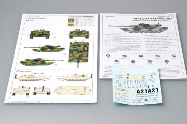 Scale model 1/35 American tank Abrams M1A1/A2 Trumpeter 01535 детальное изображение Бронетехника 1/35 Бронетехника