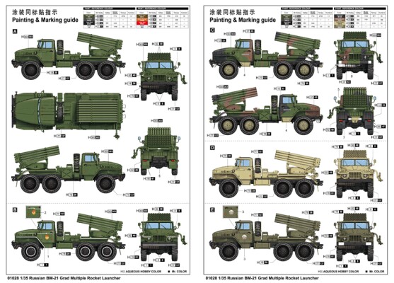 Збірна модель 1/35 РСЗВ  BM-21 Град Trumpeter 01028 детальное изображение Реактивная система залпового огня Военная техника
