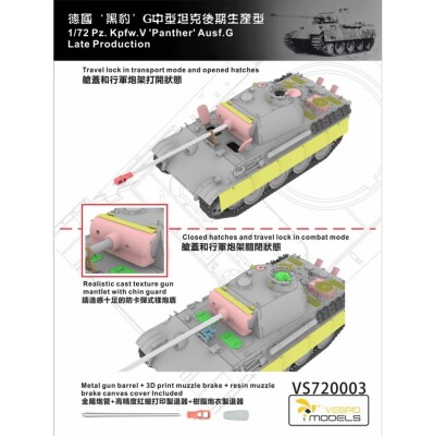 Збірна модель 1/72 Танк Pz.Kpfw.V Panther Ausf.G пізніх випусків Vespid Models VS720003 детальное изображение Бронетехника 1/72 Бронетехника