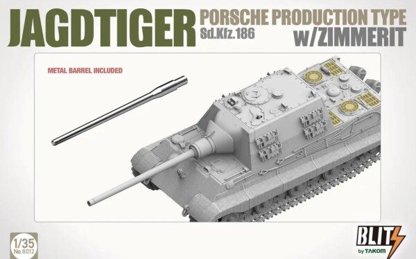 Збірна модель 1/35 САУ Jagdtiger Sd.Kfz. 186 (Porsche production type) з циммеритом Takom 8012 детальное изображение Бронетехника 1/35 Бронетехника