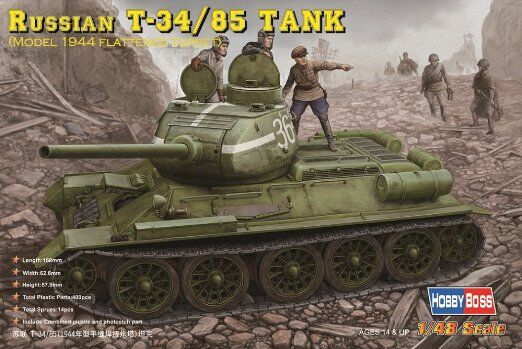 Советский танк T-34/85 (1944 сплющенная башня)  детальное изображение Бронетехника 1/48 Бронетехника