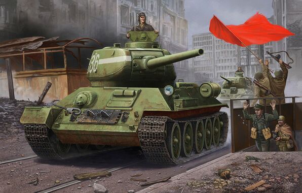 Советский танк Т-34/85 (1944 г. с шарнирно-сочлененной башней) детальное изображение Бронетехника 1/48 Бронетехника
