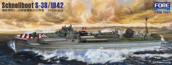 Збірна модель 1/72 німецький швидкісний ударний катер Schnellboot S-38/1942 Foreart 1001 детальное изображение Флот 1/72 Флот