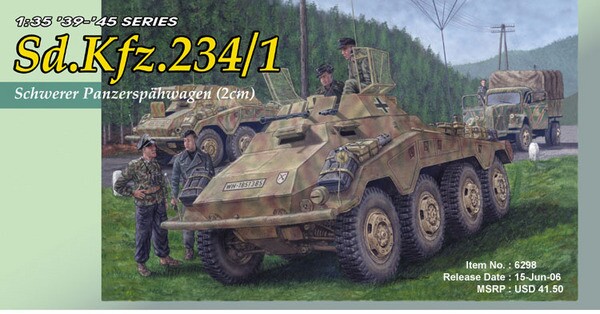 Збірна модель 1/35 Німецький важкий бронеавтомобіль Sd.Kfz.234/1 (20-мм гармата) Dragon 6298 детальное изображение Автомобили 1/35 Автомобили