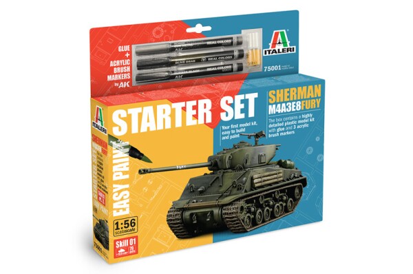 Збірна модель 1/56 Танк Sherman M4A3E8 Fury - Стартовий набір - просте фарбування Italeri 75001 детальное изображение Бронетехника 1/56 Бронетехника
