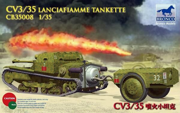 Сборная модель 1/35 CV L3/35 Lanciafiamme Tankette Бронко 35008 детальное изображение Бронетехника 1/35 Бронетехника