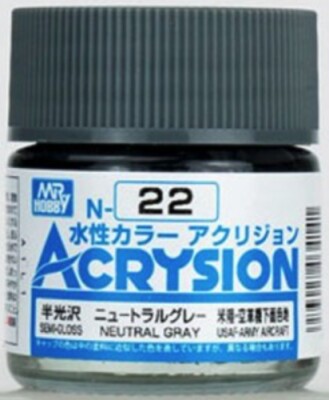 Акрилова фарба на водній основі Acrysion Neutral Gray / Нейтральний сірий Mr.Hobby N22 детальное изображение Акриловые краски Краски