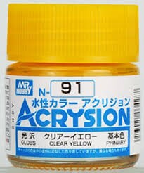 Water-based acrylic paint Acrysion Clear Yellow Mr.Hobby N91 детальное изображение Акриловые краски Краски