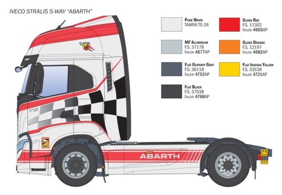 Збірна модель 1/24 Вантажний автомобіль / тягач Iveco S-Way Abarth Italeri 3976 детальное изображение Грузовики / прицепы Гражданская техника