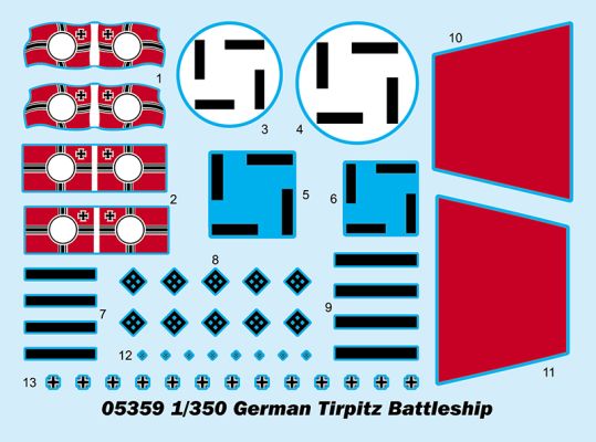 Scale model 1/350 German battleship Tirpitz Trumpeter 05359 детальное изображение Флот 1/350 Флот