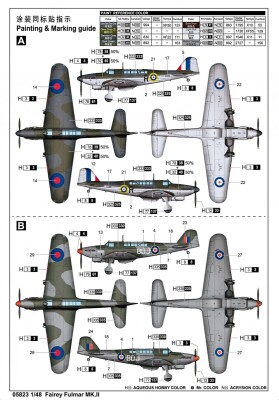 Збірна модель 1/48 Британський палубний винищувач Fairey Fulmar Mk.II Trumpeter 05823 детальное изображение Самолеты 1/48 Самолеты