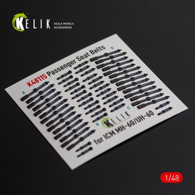 Passenger Seat Belts для MH-60/UH-60 Black Hawk 3D декаль інтер'єр для комплекту ICM 1/48 KELIK K48115 детальное изображение 3D Декали Афтермаркет