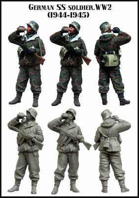 German SS soldier . WW2 . ( 1944 - 1945 ) детальное изображение Фигуры 1/35 Фигуры