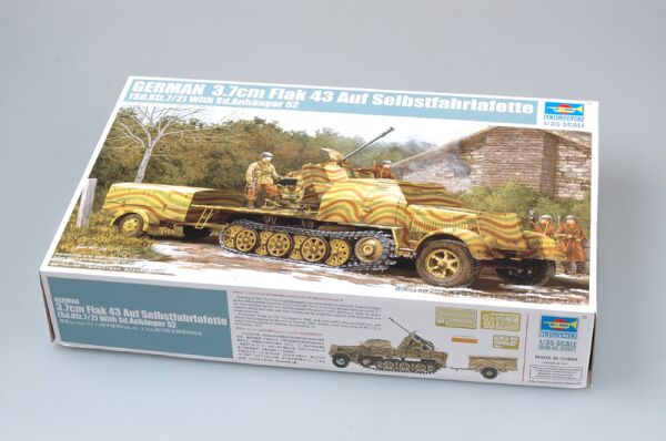 Збірна модель 1/35 Зенітная установка 3.7cm Flak 43 auf Selbstfahrlafette Trumpeter 01527 детальное изображение Бронетехника 1/35 Бронетехника