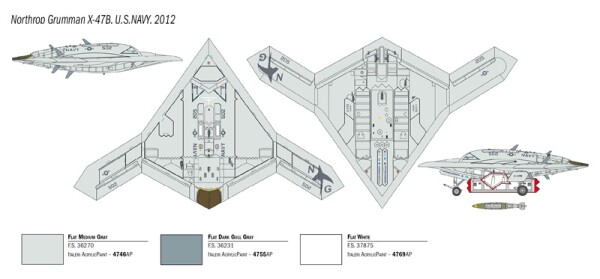 Збірна модель 1/72 БПЛА X-47B Italeri 1421 детальное изображение БПЛА Авиация