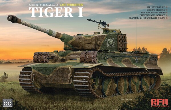 Збірна модель 1/35 Танк Tiger I пізнього випуску, циммерит та повний інтер'єр RFM RM-5080 детальное изображение Бронетехника 1/35 Бронетехника