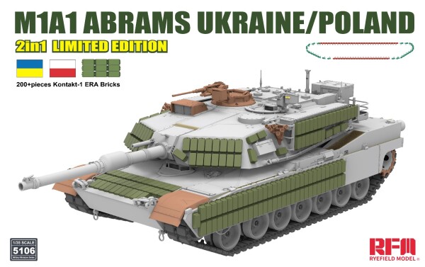 Збірна модель 1/35 Танк M1A1 Abrams Україна/Польща 2в1 (limited edition) RFM RM-5106 детальное изображение Бронетехника 1/35 Бронетехника