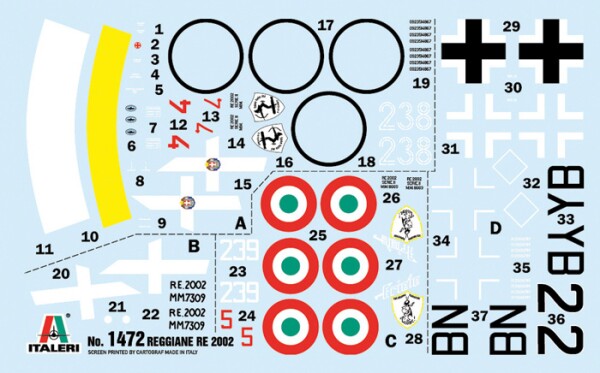 Збірна модель 1/72 Літак Reggiane Re.2002 Ariete Italeri 1472 детальное изображение Самолеты 1/72 Самолеты