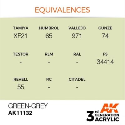 Акрилова фарба GREEN-GREY – STANDARD / ЗЕЛЕНО-СІРИЙ AK-interactive AK11132 детальное изображение General Color AK 3rd Generation