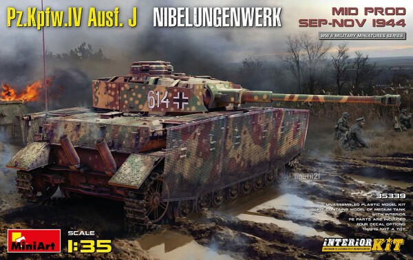 Збірна модель 1/35 Німецький танк Pz.Kpfw. IV Ausf. J вересень-листопад 1944 з інтер'єром MiniArt 35339 детальное изображение Бронетехника 1/35 Бронетехника