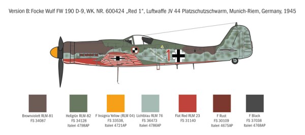 Збірна модель 1/72 Літак FW 190 D-9 Italeri 1312 детальное изображение Самолеты 1/72 Самолеты