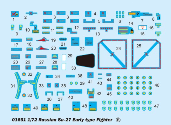 Сборная модель 1/72 Истребитель Су-27 раннего типа Трумпетер 01661 детальное изображение Самолеты 1/72 Самолеты