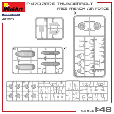 Збірна модель 1/48 Літак P-47D-28RE Thunderbolt Free French Air Force MiniArt 48015 детальное изображение Самолеты 1/48 Самолеты