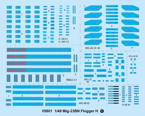 Scale model 1/48 Airplane MiG-23BN &quot;Flogger H&quot; Trumpeter 05801 детальное изображение Самолеты 1/48 Самолеты