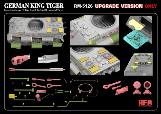 Збірна модель 1/35 Танк Sd.Kfz.182 Sd.Kfz.182 King Tiger turret Henschel (update version) RFM RM-5126 детальное изображение Бронетехника 1/35 Бронетехника