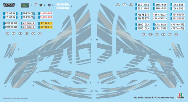 Збірна модель 1/24 вантажний автомобіль / тягач Scania S770 4x2 Normal Roof - LIMITED EDITION Italeri 3961 детальное изображение Грузовики / прицепы Гражданская техника