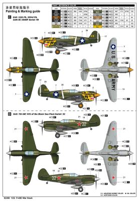 Сборная модель 1/32 Самолет P-40E War Hawk Трумпетер 02269 детальное изображение Самолеты 1/32 Самолеты