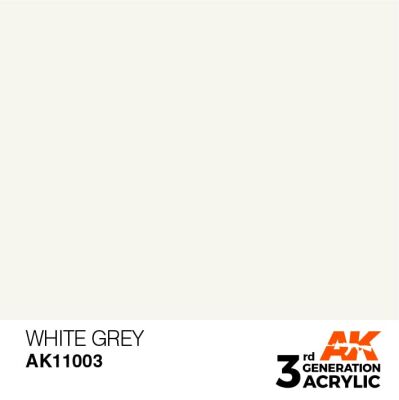 Акрилова фарба WHITE GREY - STANDARD / БІЛО-СІРИЙ AK-interactive AK11003 детальное изображение General Color AK 3rd Generation