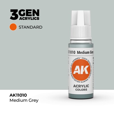 Акриловая краска MEDIUM GREY – STANDARD / УМЕРЕННЫЙ СЕРЫЙ АК-интерактив AK11010 детальное изображение General Color AK 3rd Generation