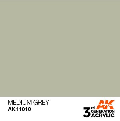 Акриловая краска MEDIUM GREY – STANDARD / УМЕРЕННЫЙ СЕРЫЙ АК-интерактив AK11010 детальное изображение General Color AK 3rd Generation