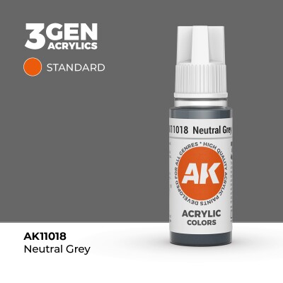 Акриловая краска NEUTRAL GREY – STANDARD / НЕЙТРАЛЬНЫЙ СЕРЫЙ АК-интерактив AK11018 детальное изображение General Color AK 3rd Generation