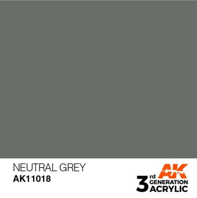 Акриловая краска NEUTRAL GREY – STANDARD / НЕЙТРАЛЬНЫЙ СЕРЫЙ АК-интерактив AK11018 детальное изображение General Color AK 3rd Generation