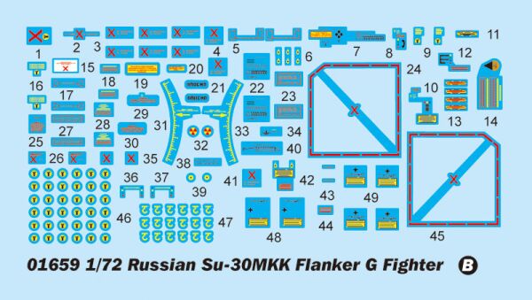 Сборная модель 1/72 Самолет Су-30МКК Фланкер G Трумпетер 01659 детальное изображение Самолеты 1/72 Самолеты