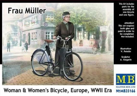 &quot;Frau Müller. Woman &amp; Women's Bicycle, Europe, WWII Era&quot; детальное изображение Фигуры 1/35 Фигуры