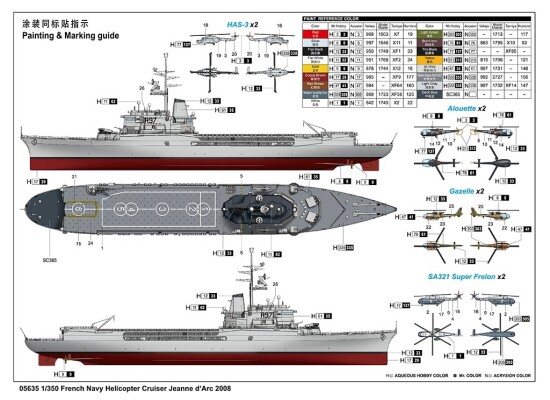 Збірна модель 1/350 Вертолітний крейсер ВМС Франції &quot;Jeanne d'Arc&quot; 2008 Trumpeter 05635 детальное изображение Флот 1/350 Флот