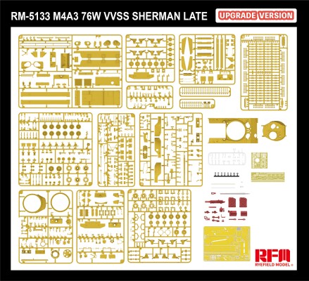 Збірна модель 1/35 Американський танк M4A3 76W VVSS Sherman Late Updated Version RFM RM-5133 детальное изображение Военная техника 